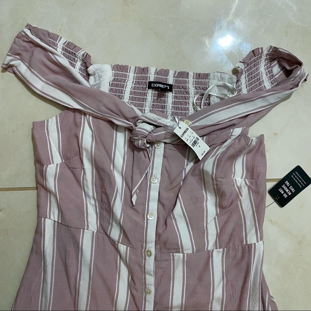 Expres Midi High Low Striped Dress